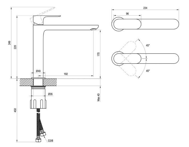 Praustuvo maišytuvas Ravak Eleganta 220 mm, balta matinė, X070385