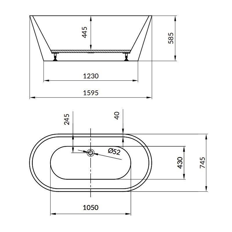 Vonia laisvai pastatoma Cersanit Crea 160x75 cm balta S301-300