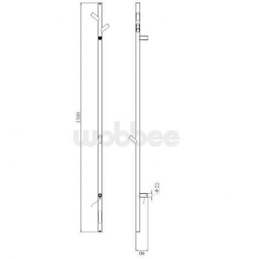 Elektrinis rankšluosčių džiovintuvas Wobbee Burton 8x150 cm, braižytas auksas