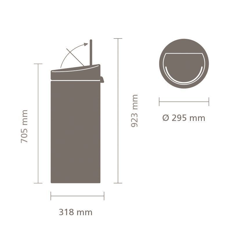 Šiukšlių dėžė Brabantia TOUCH 30L, matinė juoda, 115301