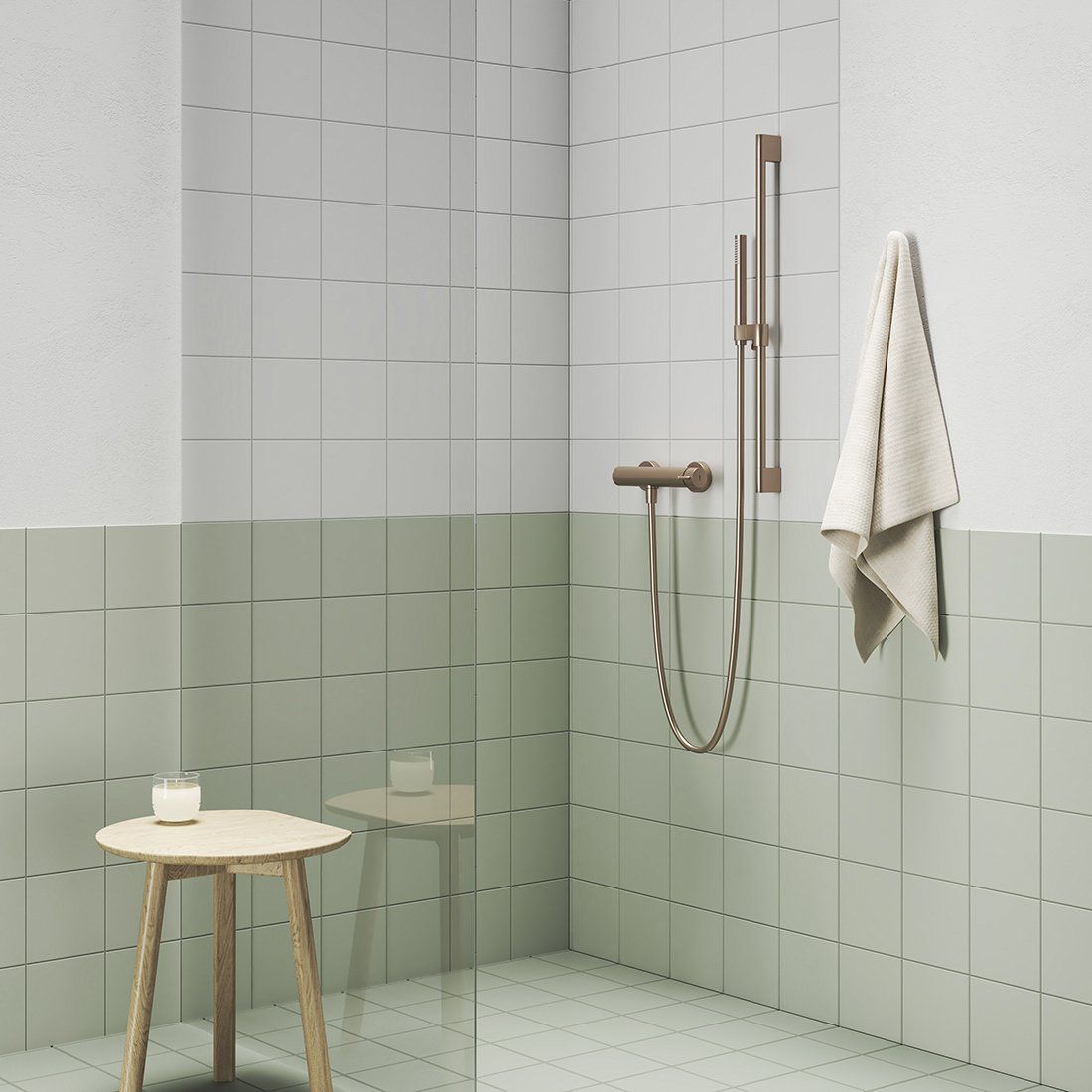 Dušo stovas su reguliuojamu laikikliu Chrome, 70 cm šlifuotas rožinis auksas X07P715