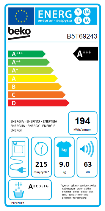 Džiovyklė BEKO B5T69243