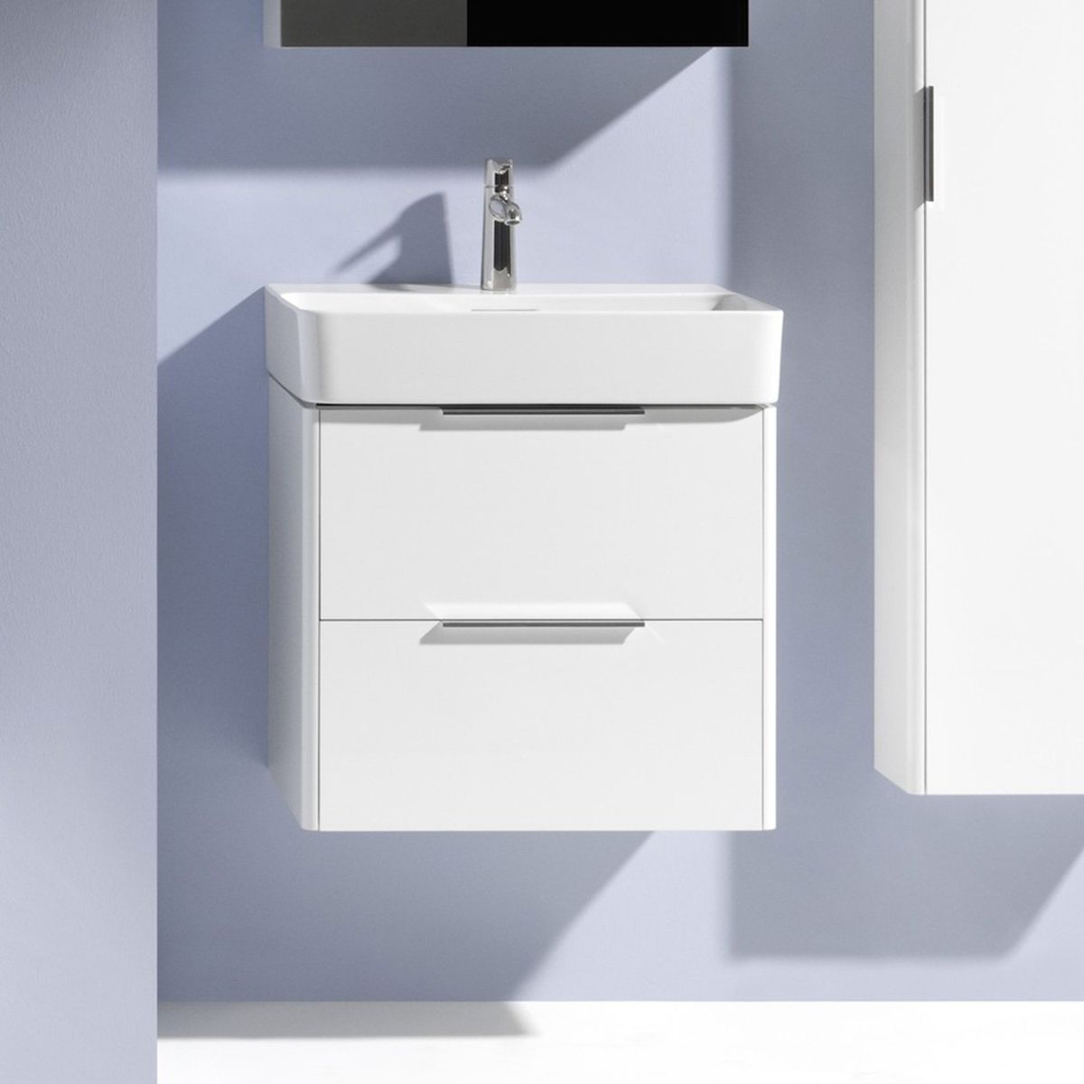 Spintelė praustuvui BASE 585x390mm su 2 stalčiais, balta matinė H4022521102601
