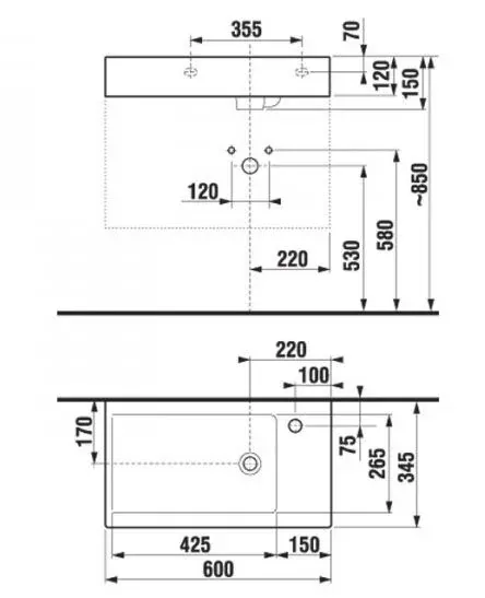 Praustuvas JIKA CUBITO 60x34,5 cm, H8134220001061 Praustuvas JIKA CUBITO 60x34,5 cm, H8134220001061