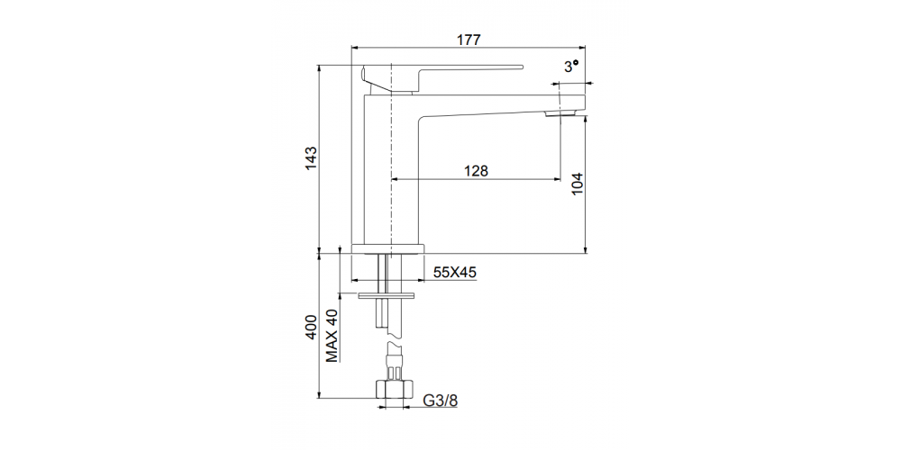 Maišytuvas praustuvui KUBE be dugno vožtuvo, baltas, 100BB8516