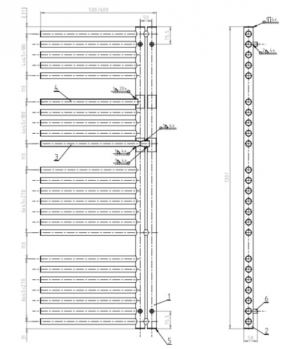 Rankšluosčių džiovintuvas Očenašek BNL 50x130 cm, juodas, BNL5001300BL