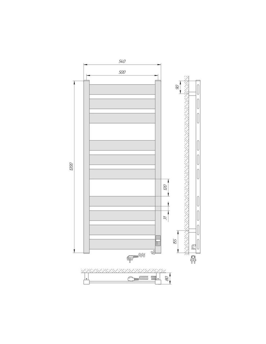 Elektrinis rankšluosčių džiovintuvas Laris GEFEST PREMIUM, 50x120, baltos sp. 75201080