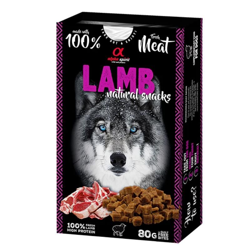 ALPHA SPIRIT NATURAL DOG skanėstai šunims su ėriena 80g (6), ALPHD110000245