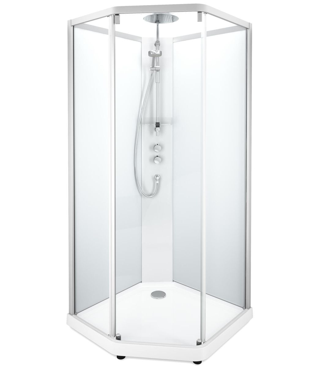 Dušo boksas Contura Shower 10-5 Comfort 90x90 cm, baltas profilis / skaidrus-matinis stiklas, 558.928.00.2