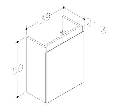 Spintelė po praustuvu Kame MINI, durelių vyriai kairėje, balta BU/40x22-L/D02-MN