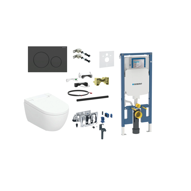Geberit AquaClean Alba Premium Plus komplektas su Duofix Sigma 8 cm WC potinkine montavimo sistema, juodas klavišas