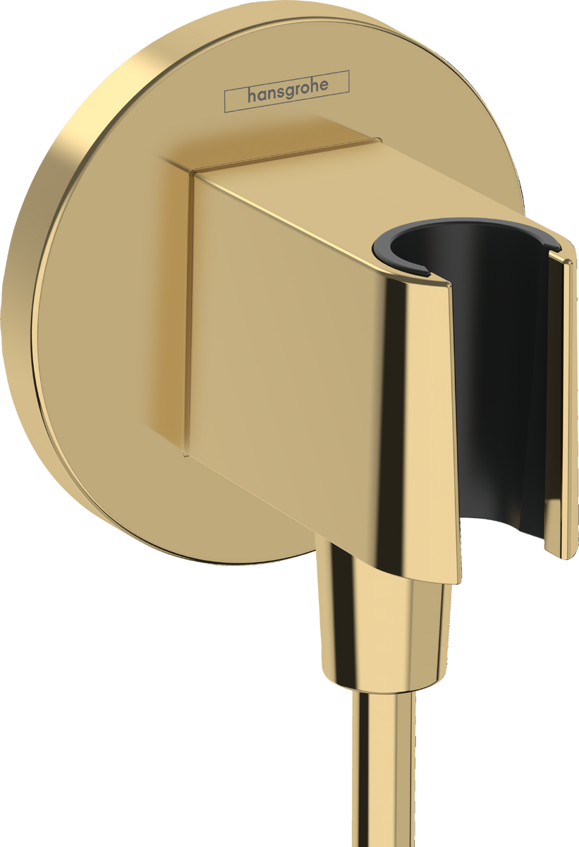 Sieninė Hansgrohe dušo žarnos jungtis su dušo laikikliu FIX FIT PORTER S, Polished Gold Optic, 26888990