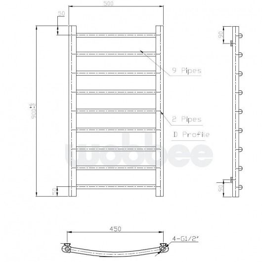 Rankšluosčių džiovintuvas WOBBEE BRYMBO 50x90 cm, baltas