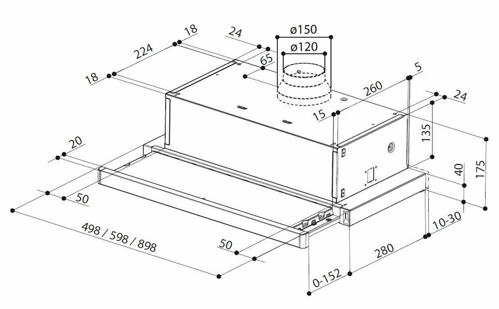 Įmontuojamas gartraukis Faber Flexa NG AM/XA60 315.0635.104 Įmontuojamas gartraukis Faber Flexa NG AM/XA60 315.0635.104