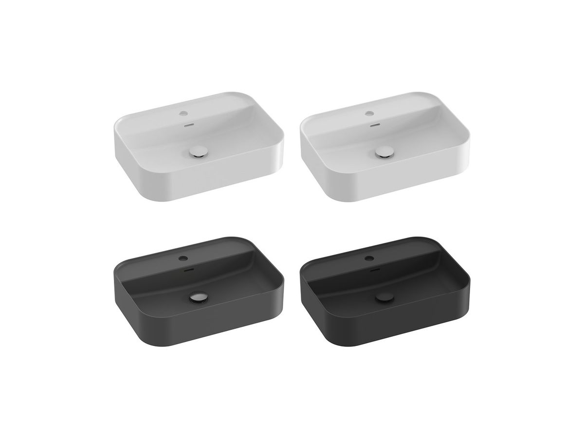 Keraminis praustuvas Ravak Ceramic Slim Shelf R 55, matinės juodos, XJX0D155004