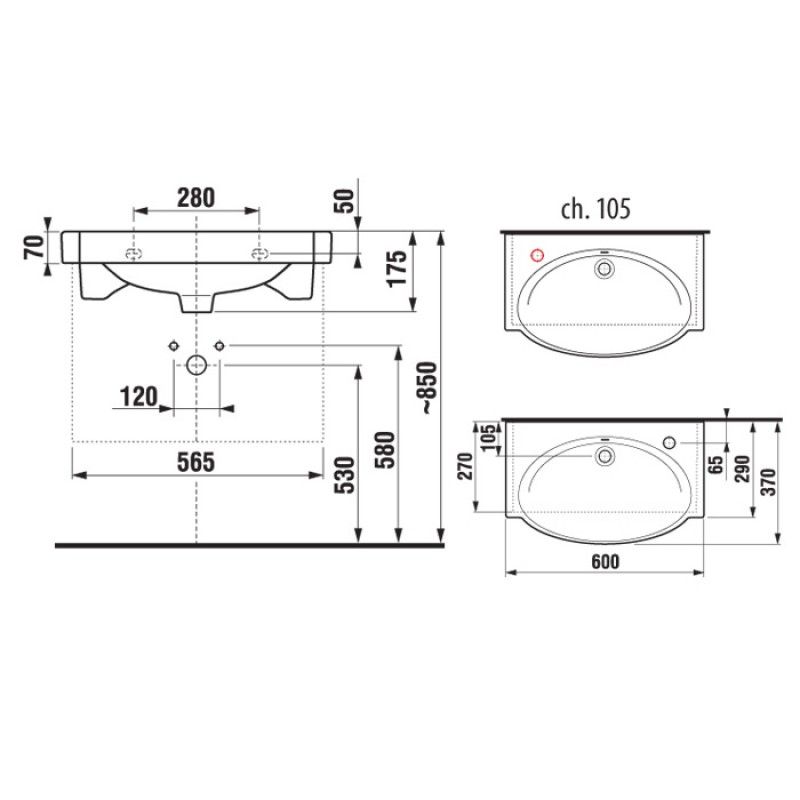Praustuvas Jika TIGO 60 cm su skyle kairėje 8102130001051 Praustuvas Jika TIGO 60 cm su skyle kairėje 8102130001051