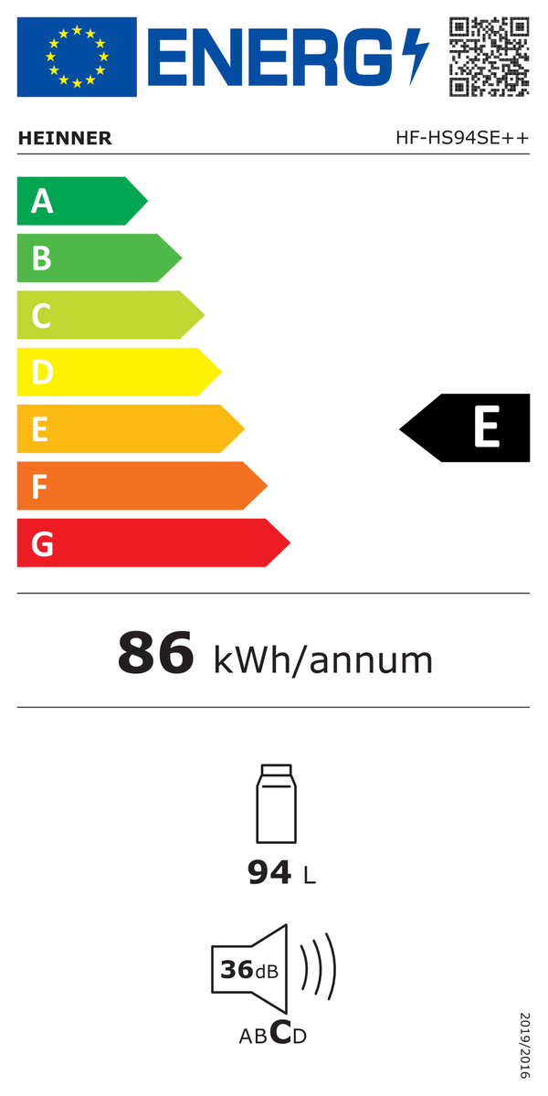 Vienduris šaldytuvas HF-HS94SE++ HEINNER