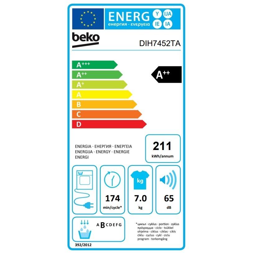 Džiovyklė įmontuojama BEKO DIH7452TA