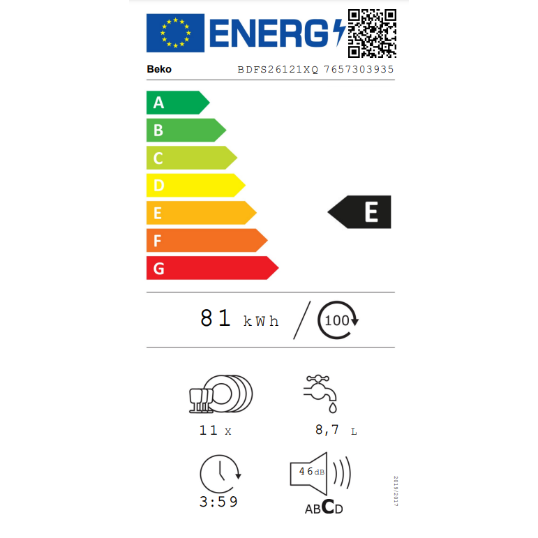 Indaplovė BEKO BDFS26121XQ