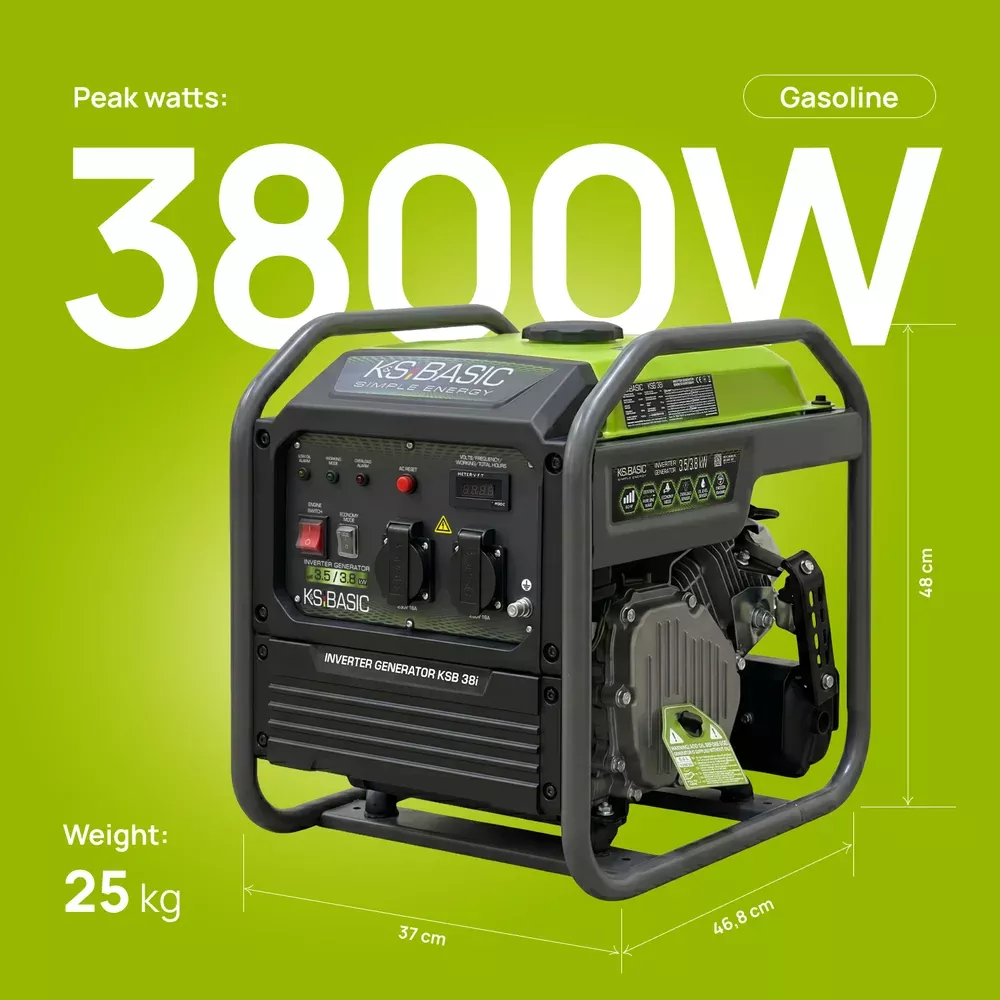 Inverterinis benzininis generatorius 3500 W KSB 38i, KÖNNER & SÖHNEN Inverterinis benzininis generatorius 3500 W KSB 38i, KÖNNER & SÖHNEN