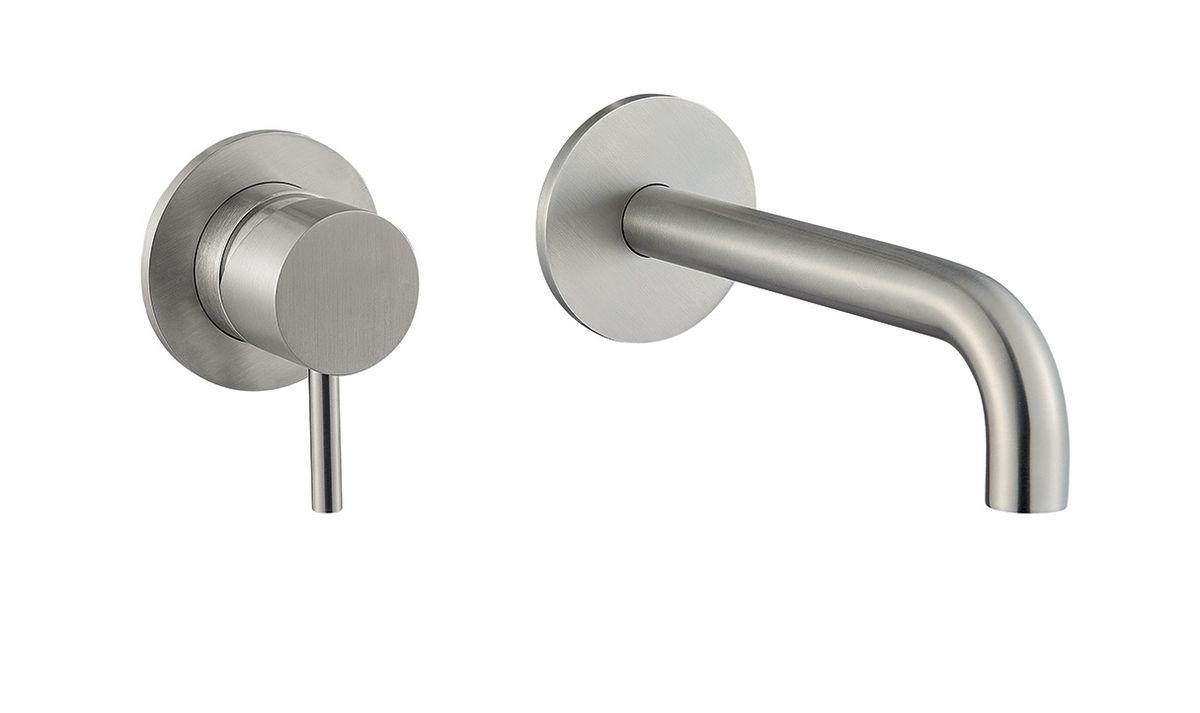 Maišytuvas praustuvui iš sienos Fiore XENON apvaliom plokštelėm, nerūdijančio plieno apdaila, 44AA7547