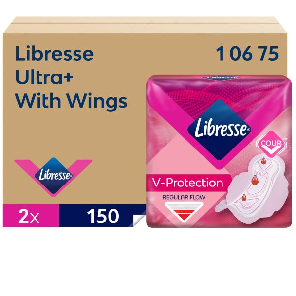 Higieniniai paketai su sparneliais Libresse Ultra Plus 2x150 vnt, 10675 Higieniniai paketai su sparneliais Libresse Ultra Plus 2x150 vnt, 10675