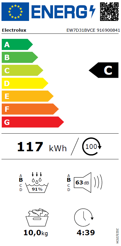 Džiovyklė ELECTROLUX EW7D31BVCE