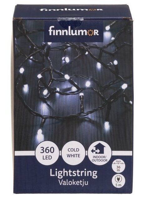 Girlianda Finnlumor 360 LED balta šviesa, juodas laidas, 36 m, 6410416523057 Girlianda Finnlumor 360 LED balta šviesa, juodas laidas, 36 m, 6410416523057