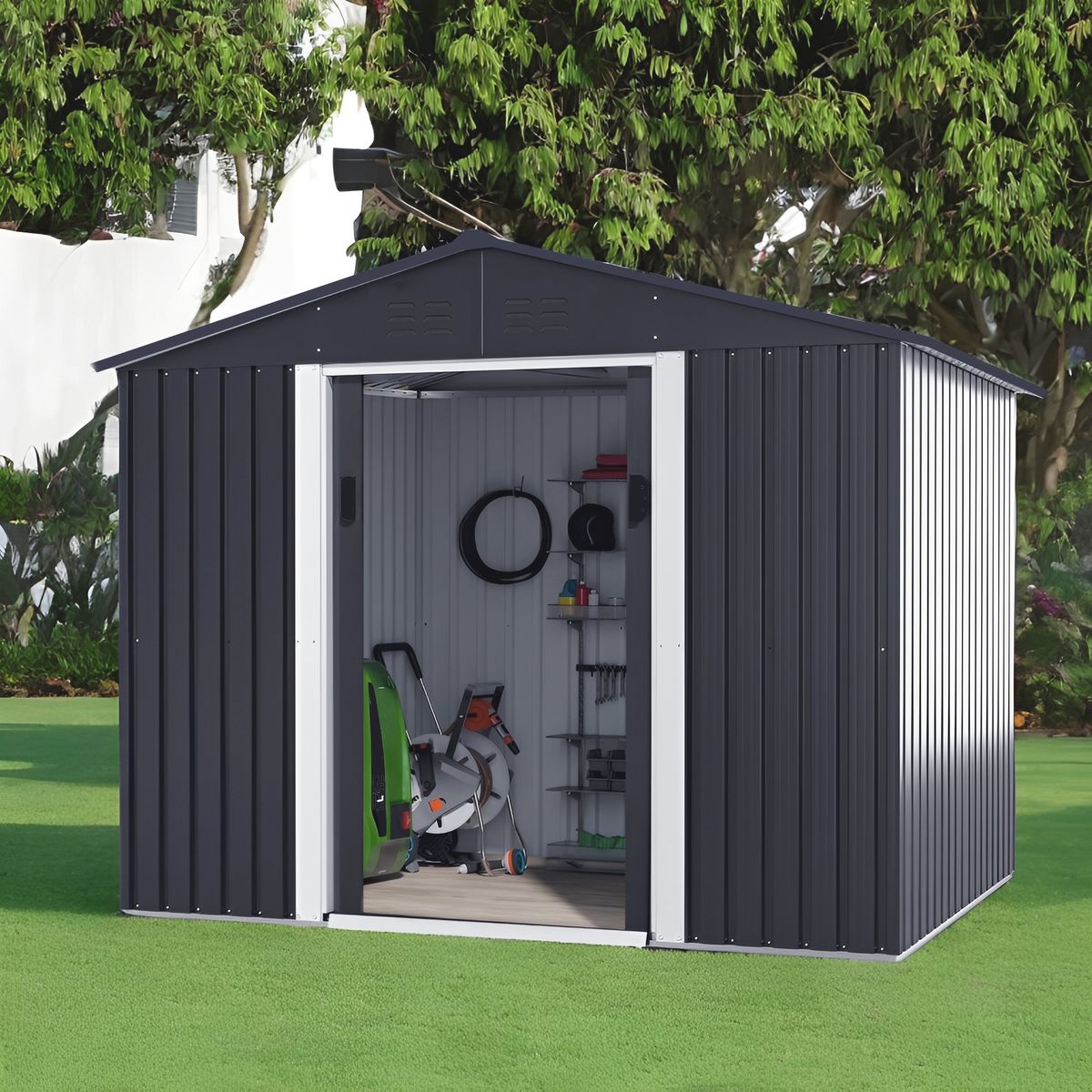 Metalinis sandėliukas HATIS, 4,61 m2, antracito Metalinis sandėliukas HATIS, 4,61 m2, antracito
