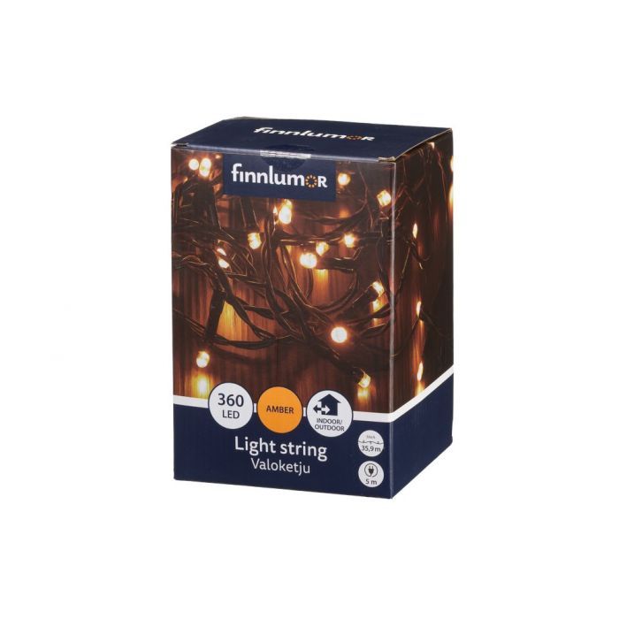 Girlianda Finnlumor 360 LED, gintarinė šviesa, juodas laidas, 36 m Girlianda Finnlumor 360 LED, gintarinė šviesa, juodas laidas, 36 m