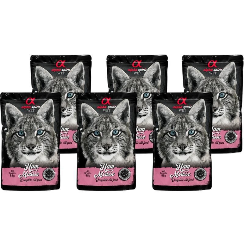 ALPHA SPIRIT WET putėsiai katėms su kumpiu 85g 6vnt, ALPHG050000808