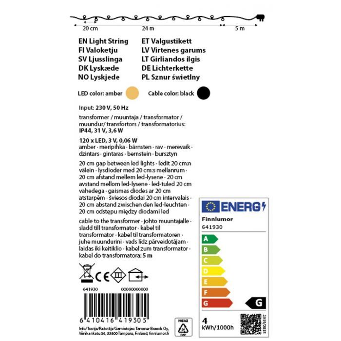 Retro stiliaus girlianda 120 LED, gintarinė šviesa, 5 m Retro stiliaus girlianda 120 LED, gintarinė šviesa, 5 m
