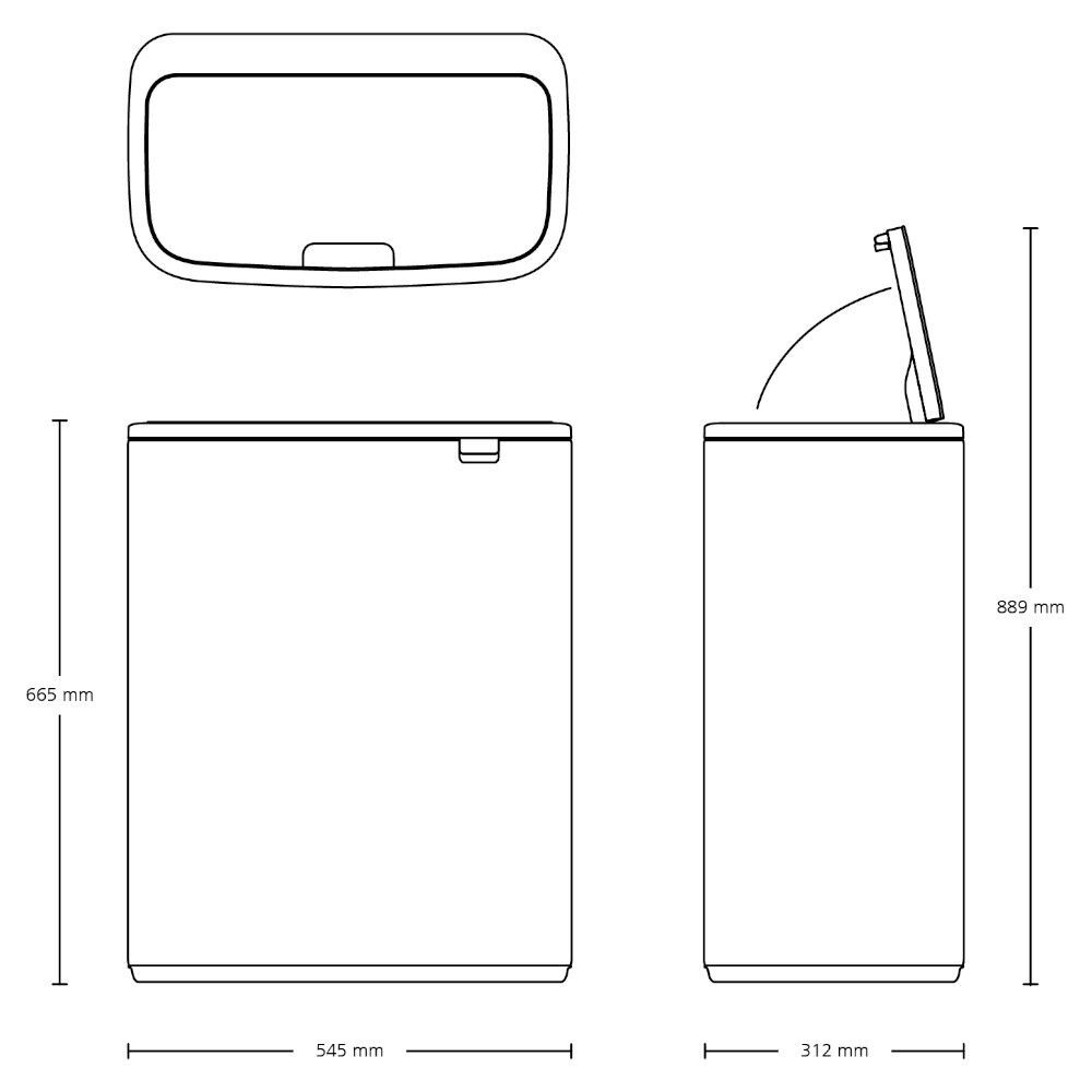 Šiukšlių dėžė Brabantia BO TOUCH BIN 60 L, Soft Grey, 255106