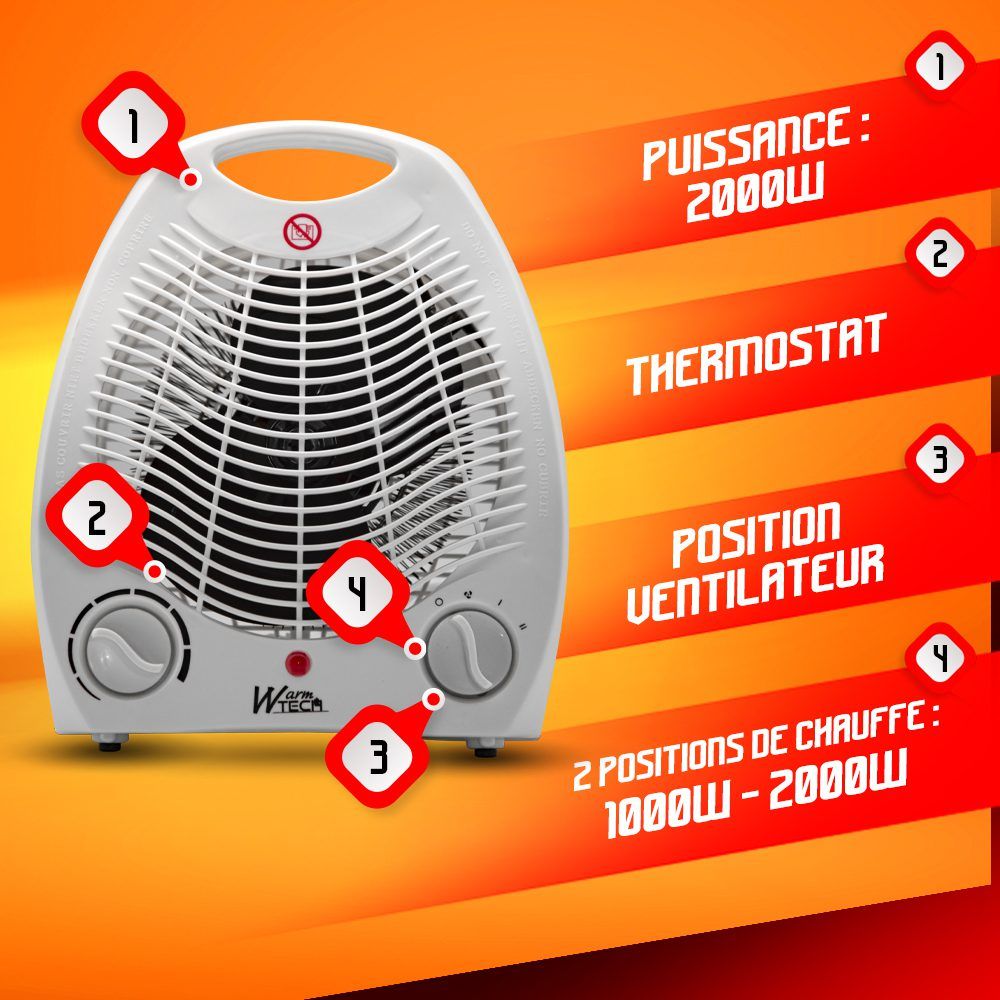Elektrinis šildytuvas Warm Tech, 2000 W Elektrinis šildytuvas Warm Tech, 2000 W