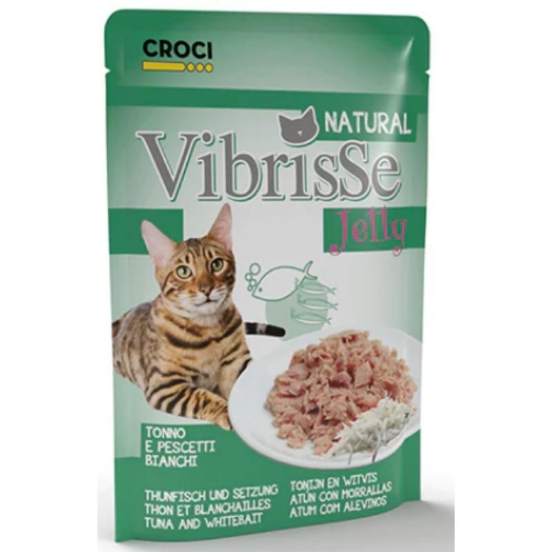 VIBRISSE konservai katėms su tunu ir mailiumi želatine 70g 18vnt, C1018987