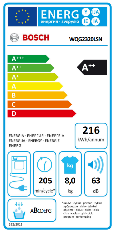 Džiovyklė BOSCH WQG2320LSN Džiovyklė BOSCH WQG2320LSN
