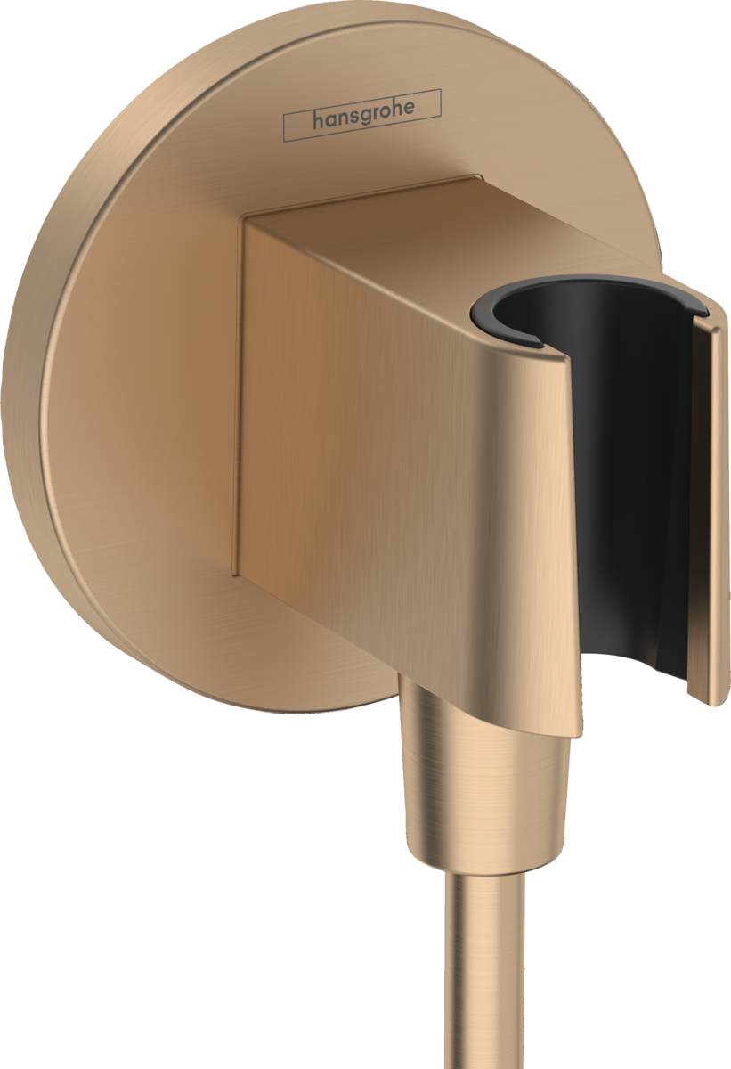 Hansgrohe sieninė dušo žarnos jungtis su rankinio dušo laikikliu, G 1/2 FIX FIT PORTER S, brushed bronze, 26888140