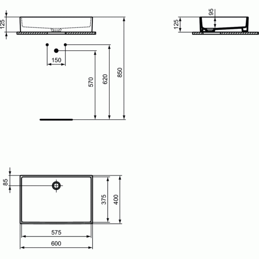 Pastatomas praustuvas Ideal Standard Extra 60x40 cm, baltas, T374001