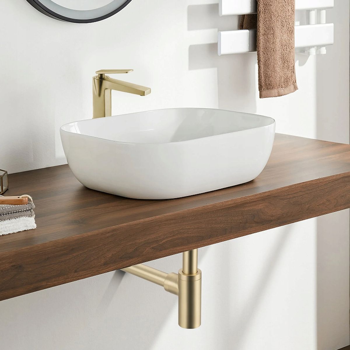 Sifonas praustuvui Balneo žalvarinis apvalus, matinio aukso sp., E0201090110-1 Sifonas praustuvui Balneo žalvarinis apvalus, matinio aukso sp., E0201090110-1