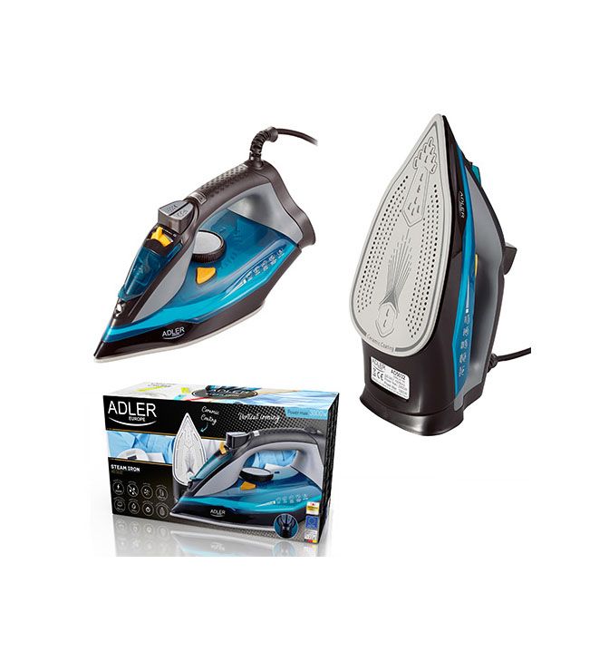 Adler | Iron | AD 5032 | Steam Iron | 3000 W | Water tank capacity 350 ml | Continuous steam 45 g/min | Steam boost performance 80 g/min | Blue/Grey Adler | Iron | AD 5032 | Steam Iron | 3000 W | Water tank capacity 350 ml | Continuous steam 45 g/min | Steam boost performance 80 g/min | Blue/Grey