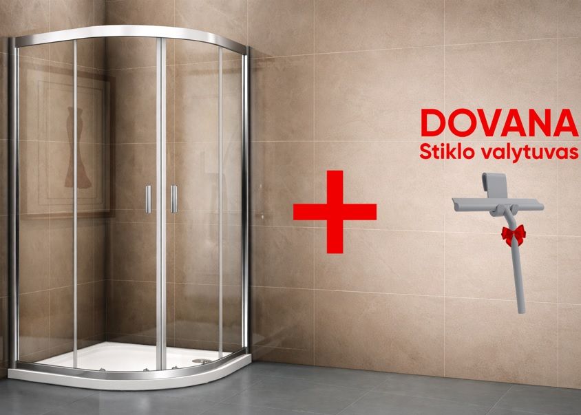 Pusapvalė dušo kabina RIHO Hamar 2.0 R309 90x90x200 cm, R-550, chromo rėmas / skaidrus stiklas, G007002120+dovana