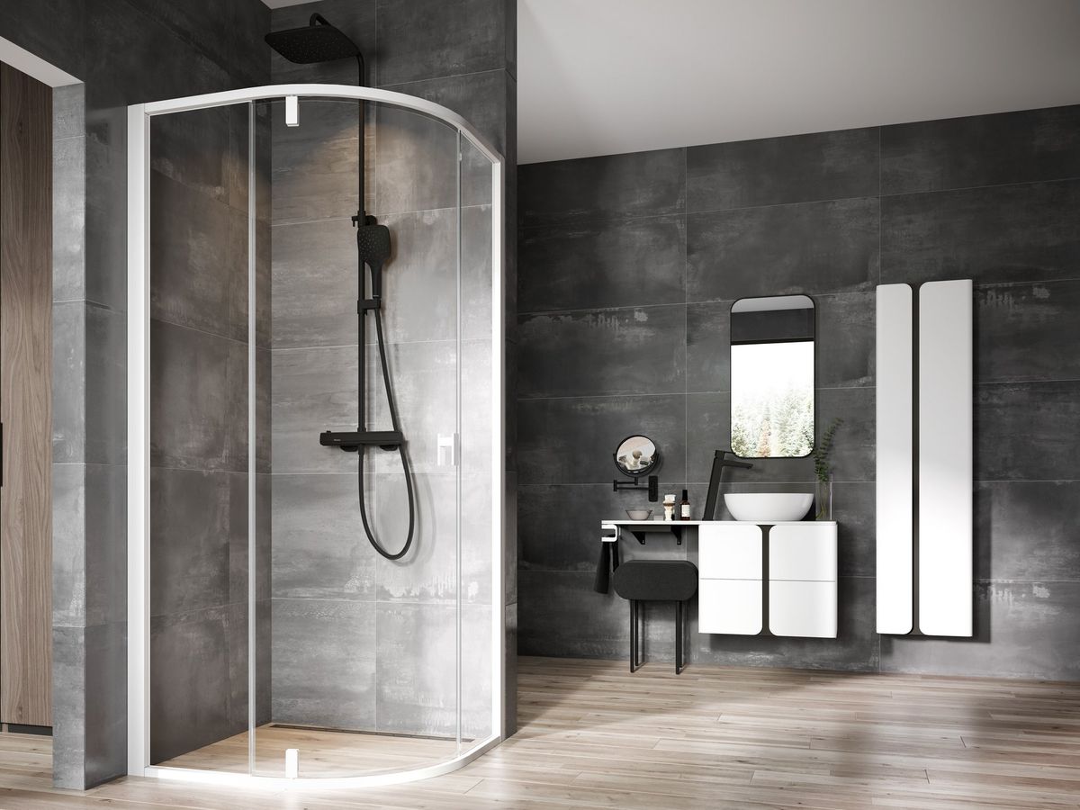 Dušo kabina Ravak NSKK3 80x80, balta matinė+stiklas Transparent, 3O644E01Z1