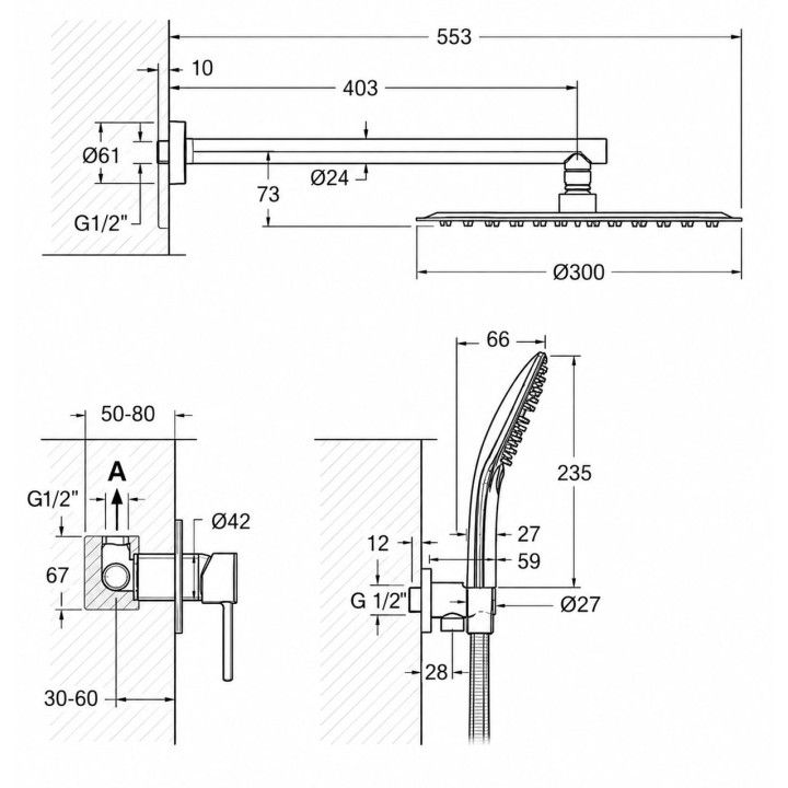 Potinkinė dušo sistema Ramon Soler Mamma Mia, chromas K8415123IX