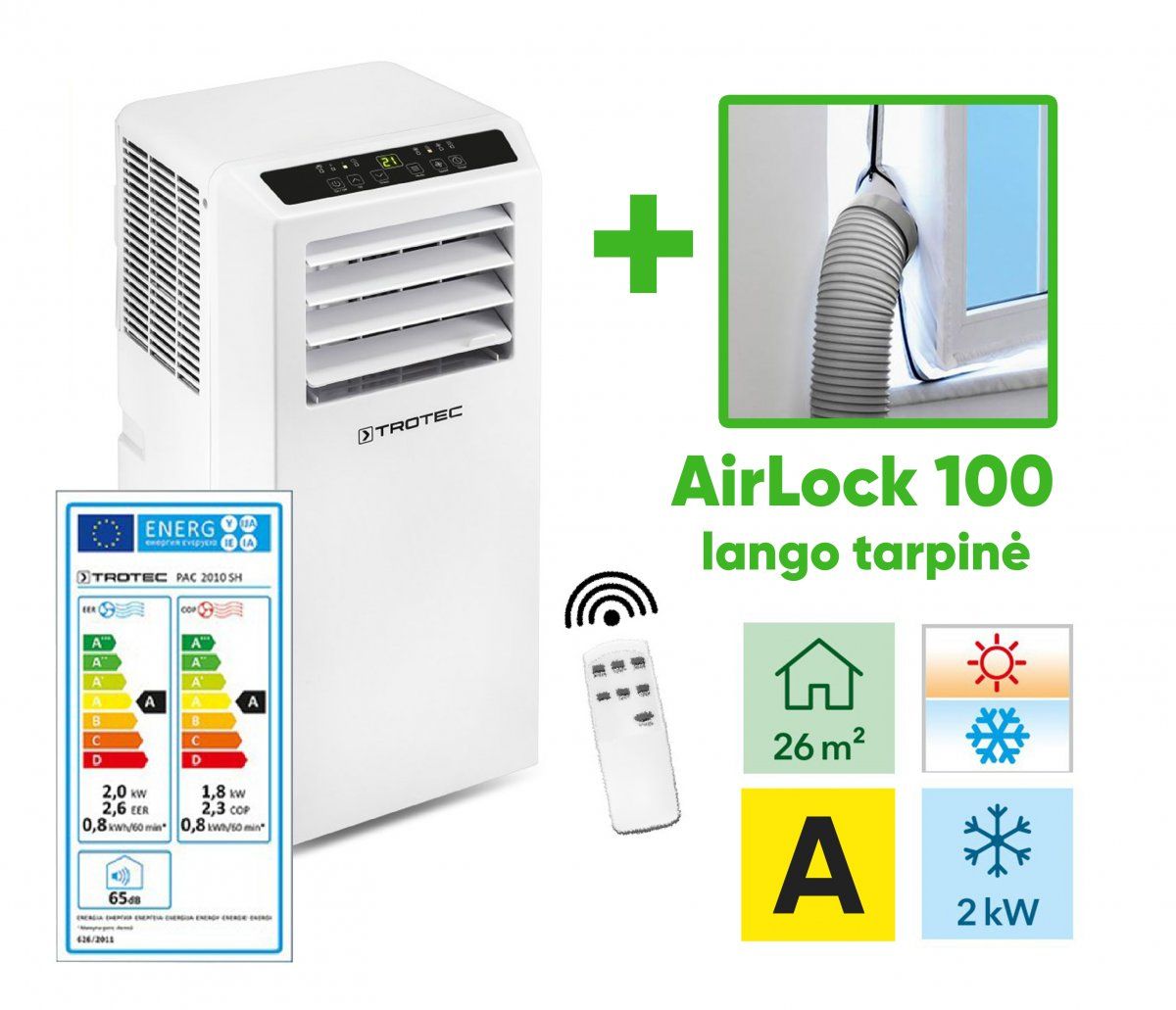 Mobilus oro kondicionierius Trotec PAC 2010 SH ir lango tarpinė Trotec AirLock 100 25-00490