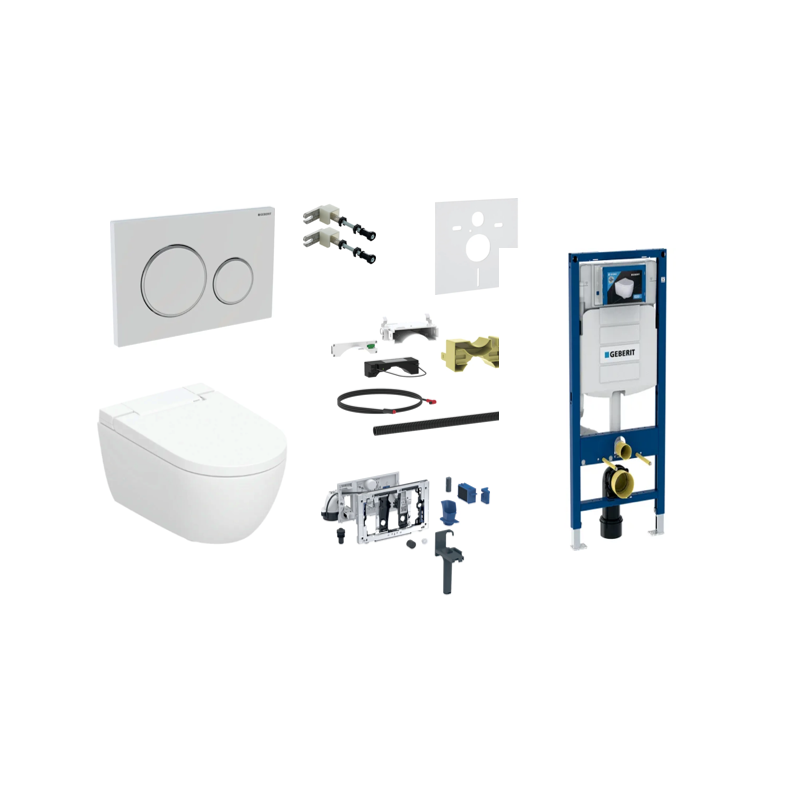 Geberit AquaClean Alba Premium Plus komplektas su Duofix Sigma WC instaliacine sistema, baltas klavišas