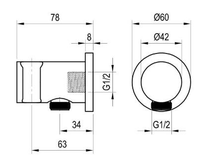 Sieninis dušo išvadas su dušo laikikliu Ravak, grafito, X07P696