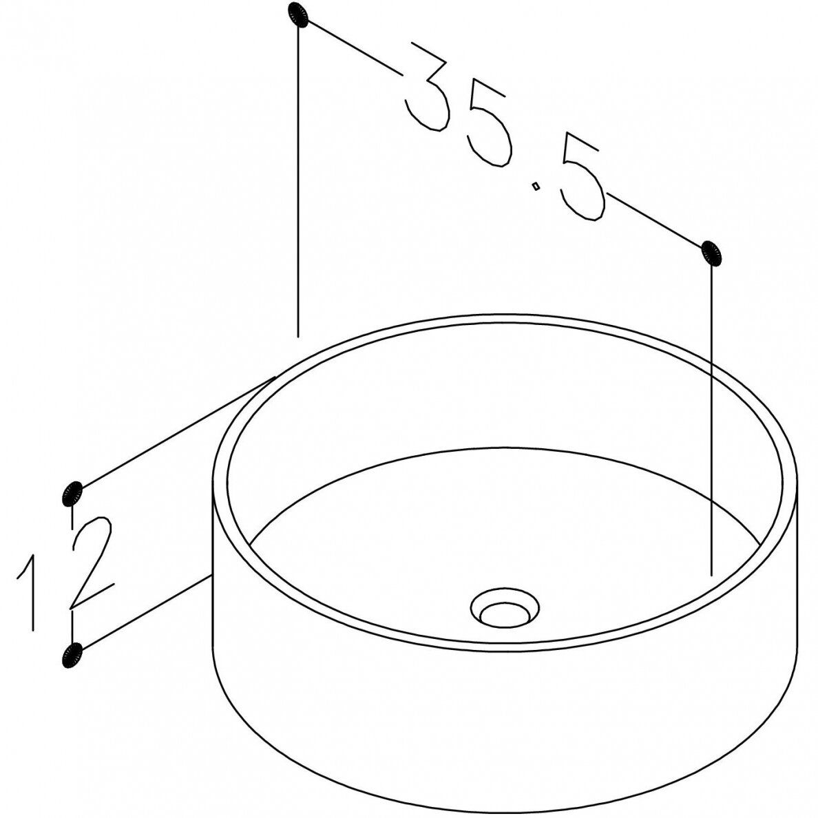 Praustuvas Kame Tondo Round 35 cm pilkas