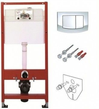 WC rėmas TECEbase 4-in-1 su vandens nuleidimo plokštele TECEambia, chromo blizgi, 9400405