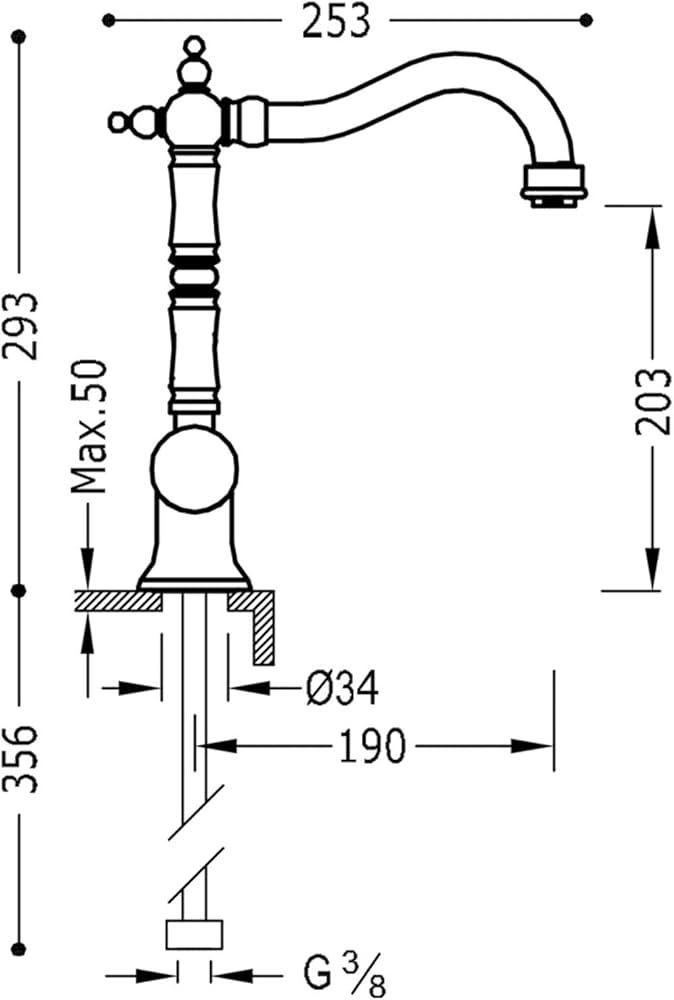 Maišytuvas praustuvui Tres Classic 29,3 cm Sendintas žalvaris