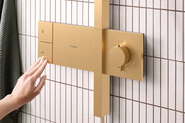 Dušo sistema HANSGROHE Raindance Alive Q 1jet su termostatu, šlifuotos bronzos, 24580140